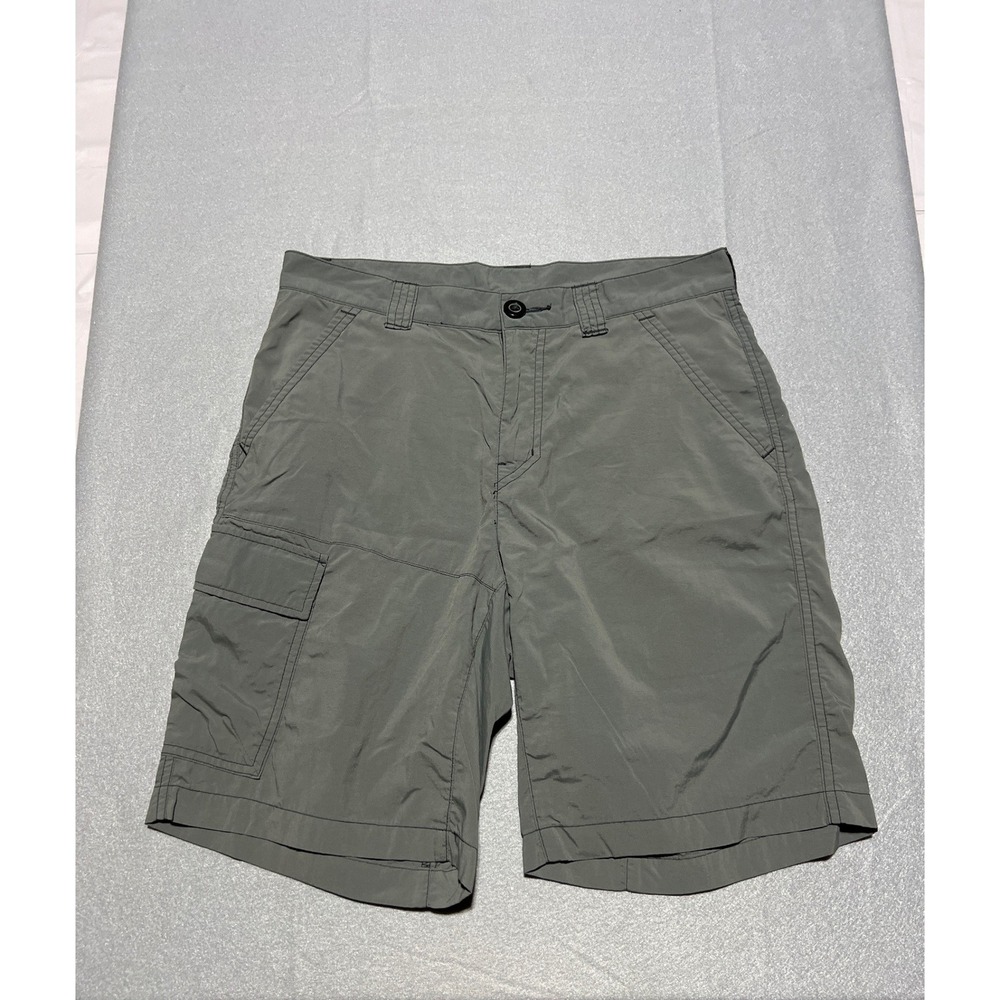Columbia Omni-Shade Mens Cargo Shorts Gray Green Nylon Hiking Fishing 30W 9L